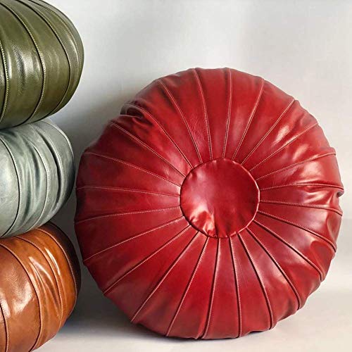 ZBORAVPIX Fußhocker Sitzsack Pouffe Chair， Fußhocker, Komfortkissen, Pouffe, ungepolstert, rund, Leder, Sitzsack(Red) von ZBORAVPIX