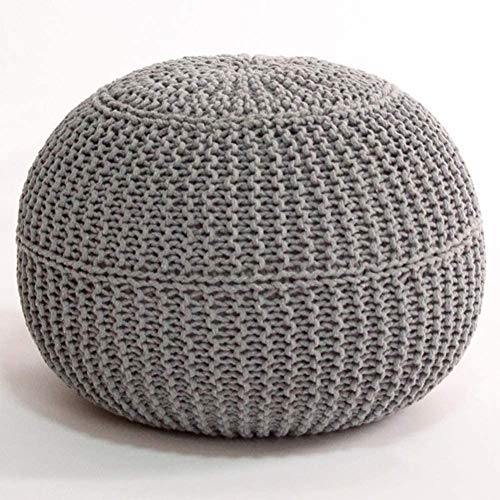 ZBORAVPIX Fußhocker Sitzsack Pouffe Chair， Kabel-Stil Baumwolle Zopf Kordel Stricken Sitzsack Bodenstuhl for Hoom(Grey) von ZBORAVPIX