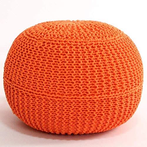 ZBORAVPIX Fußhocker Sitzsack Pouffe Chair， Kabel-Stil Baumwolle Zopf Kordel Stricken Sitzsack Bodenstuhl for Hoom(Orange) von ZBORAVPIX