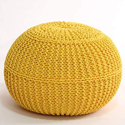 ZBORAVPIX Fußhocker Sitzsack Pouffe Chair， Kabel-Stil Baumwolle Zopf Kordel Stricken Sitzsack Bodenstuhl for Hoom(Yellow) von ZBORAVPIX