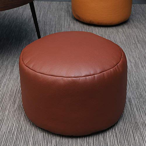 ZBORAVPIX Fußhocker Sitzsack Pouffe Chair， Kunstleder Pouffe Kissen Bequeme Fußstütze Runde Sitzsack Stuhl Dekor Fußhocker(Brown) von ZBORAVPIX