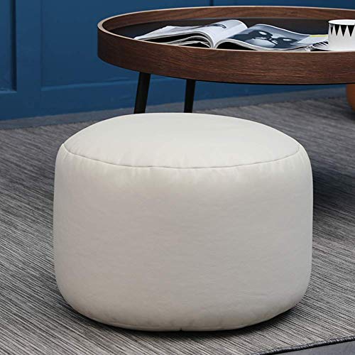 ZBORAVPIX Fußhocker Sitzsack Pouffe Chair， Kunstleder Pouffe Kissen Bequeme Fußstütze Runde Sitzsack Stuhl Dekor Fußhocker(White) von ZBORAVPIX