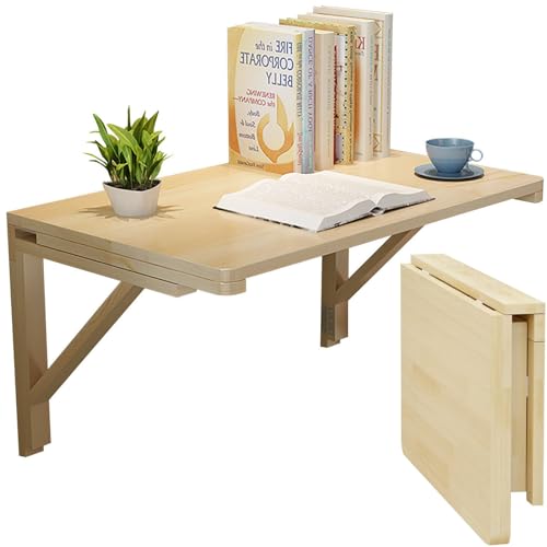 ZBORAVPIX Klappbarer Hängetisch an der Wand, for Arbeitszimmer, Schlafzimmer, Küche, Balkon, schwebender Computer-Esstisch aus Holz, schwebender Laptop-Schreibtisch(70 * 40cm/27.5 * 15.7in) von ZBORAVPIX