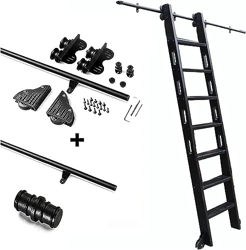 ZBORAVPIX Rollende Leiter Schiene Schiebehardware， Kohlenstoffstahl-Gleitschienen-Hardware-Kit for Bibliotheksleiter-mehrere Größen(6.6ft/200cm Track Kit) von ZBORAVPIX