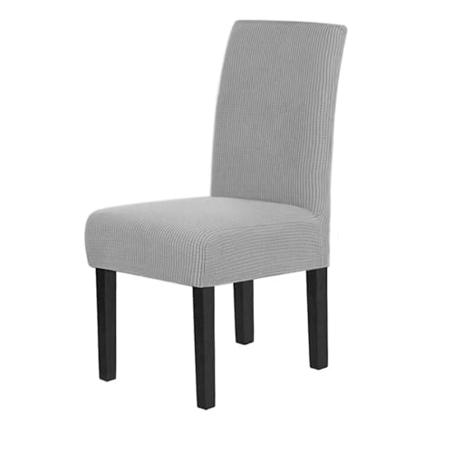 ZBORAVPIX Schutzhüllen für Esszimmerstühle， StretchFeature Strukturierter Karierter Jacquardstoff Parsons Stuhlhusse Dicke Stuhlschoner(Light Grey) von ZBORAVPIX
