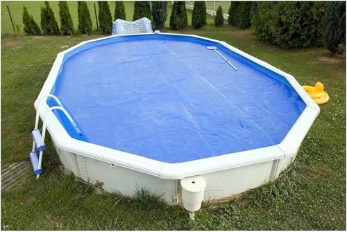 ZBORAVPIX Schwimmbadabdeckung， Poolabdeckung, blaues Vinyl, UV-beständig, for oberirdische, eingelassene Pools, mehrere Größen(5m/16ft) von ZBORAVPIX