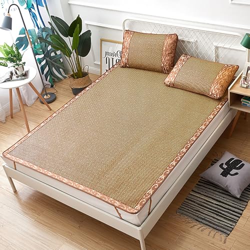 ZBORAVPIX Sommer-Schlafmatte Bett, Bambus-Schlafmatte, faltbar, doppelseitig, kühlendes Spannbettlaken, Mehrfarbig, mehrere Größen(Color D,90 * 190cm) von ZBORAVPIX