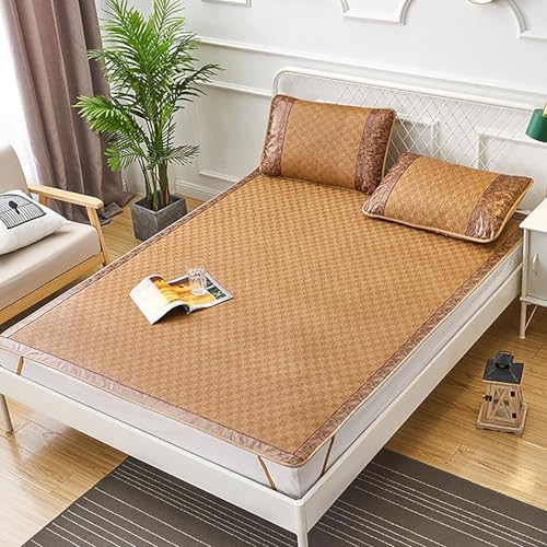 ZBORAVPIX Sommer-Schlafmatte Bett, Bambus-Schlafmatte, faltbar, doppelseitig, kühlendes Spannbettlaken, Mehrfarbig, mehrere Größen(Color E,90 * 190cm) von ZBORAVPIX