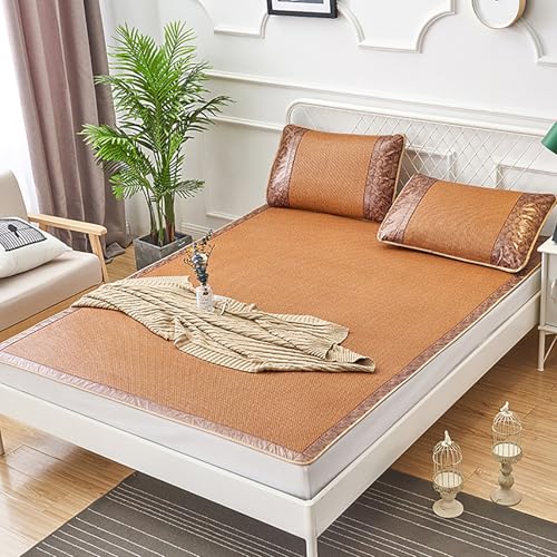 ZBORAVPIX Sommer-Schlafmatte Bett, Bambus-Schlafmatte, faltbar, doppelseitig, kühlendes Spannbettlaken, Mehrfarbig, mehrere Größen(Color F,200 * 220cm) von ZBORAVPIX