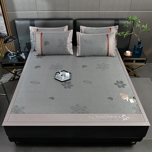 ZBORAVPIX Sommer-Schlafmatte Bett, Bambus-Schlafmatte mit Kissenbezug, Mehrfarbig, 90-200 cm, 2er-Pack(Color F,90cm) von ZBORAVPIX