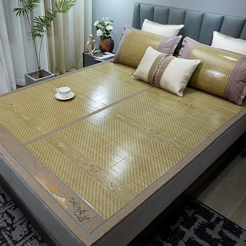 ZBORAVPIX Sommer-Schlafmatte Bett, Bambus und Rattan Bett Schlafmatte Multicolor Mehrere Größen(Green,150 * 195cm) von ZBORAVPIX