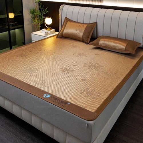 ZBORAVPIX Sommer-Schlafmatte Bett, Faltbare Kühlmatte aus Rattan-Eisseide mit Kissenbezug in Mehreren Größen(200 * 220cm) von ZBORAVPIX