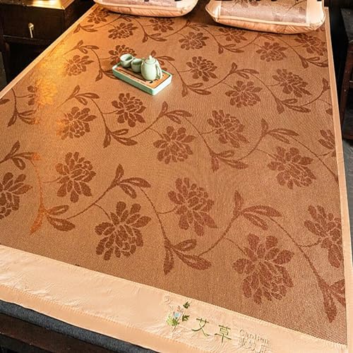 ZBORAVPIX Sommer-Schlafmatte Bett, Faltbare Rattan-Kühlschlafmatte mit Wermut, 2er-Pack, Mehrfarbig, mehrere Größen(Dark Brown,90 * 195cm) von ZBORAVPIX