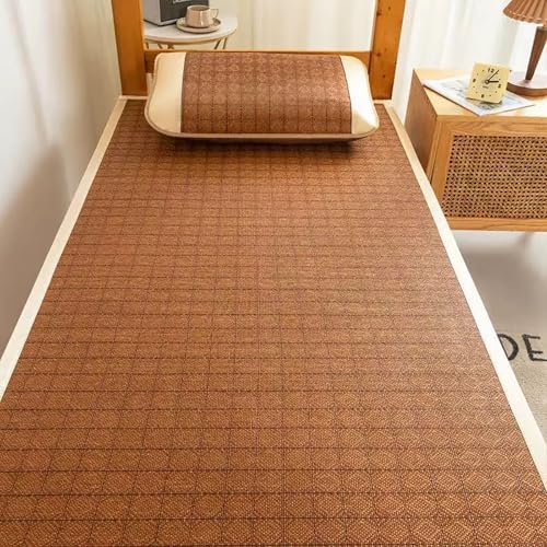 ZBORAVPIX Sommer-Schlafmatte Bett, Kühlende Isomatte aus Rattan mit Kissenbezug, Mehrfarbig, mehrere Größen(Brown+White,60 * 120cm) von ZBORAVPIX