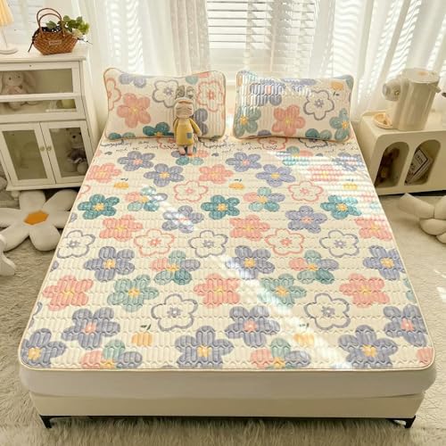 ZBORAVPIX Sommer-Schlafmatte Bett, Latexmatten- und Kissenbezug-Set zur Kühlung, mehrere Größen(7,120x200cm 2 pcs Set) von ZBORAVPIX