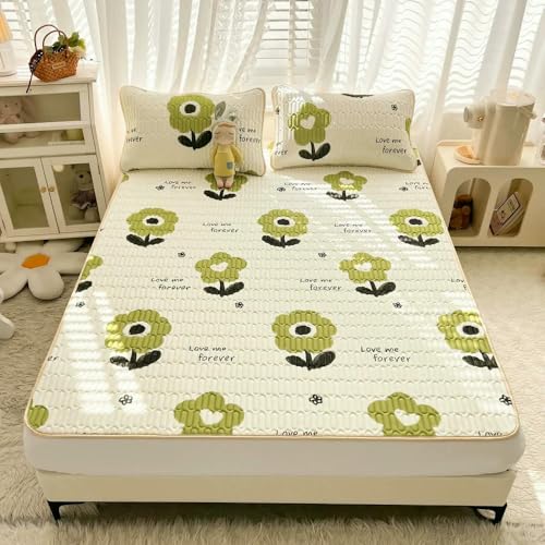 ZBORAVPIX Sommer-Schlafmatte Bett, Latexmatten- und Kissenbezug-Set zur Kühlung, mehrere Größen(9,90x200cm 2 pcs Set) von ZBORAVPIX