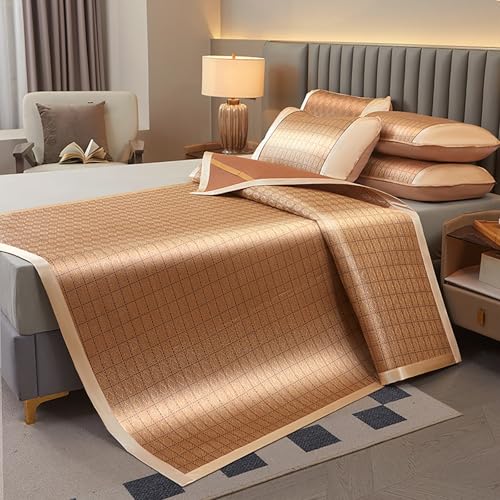 ZBORAVPIX Sommer-Schlafmatte Bett, Rattan-Schlafmatte, Mehrfarbig, mehrere Größen(Brown+Black,150 * 200cm) von ZBORAVPIX