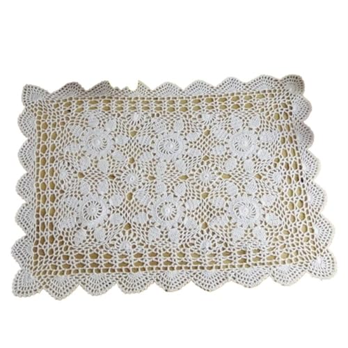 ZBORAVPIX Stickerei Tischläufer, Countryside Crochet Dekorative Spitze Kleine Tischdecke Cafe Cotton Decor(White) von ZBORAVPIX