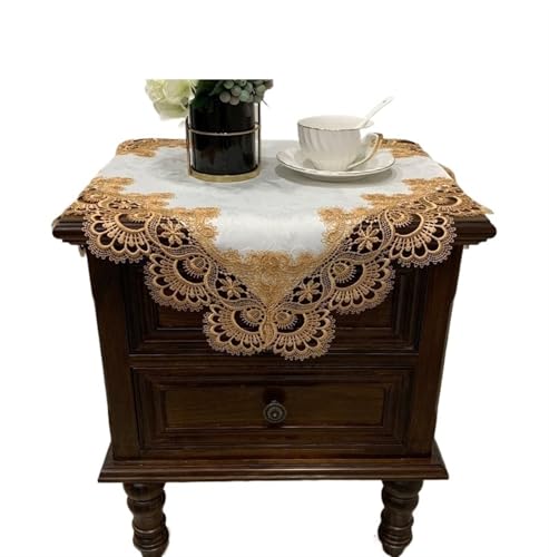 ZBORAVPIX Stickerei Tischläufer, Quadratische Tischdecke, luxuriöse Stickerei, Spitze, Esstischbezug(Hm51g,50X50cm1pcs) von ZBORAVPIX