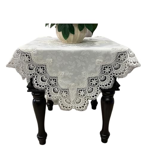 ZBORAVPIX Stickerei Tischläufer, Quadratische Tischdecke, luxuriöse Stickerei, Spitze, Esstischbezug(Hm51w,50X50cm1pcs) von ZBORAVPIX
