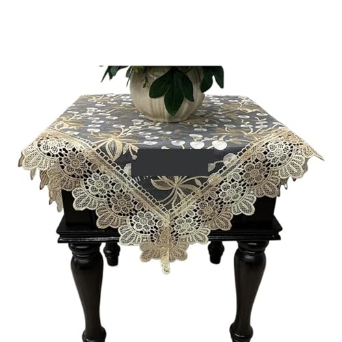 ZBORAVPIX Stickerei Tischläufer, Quadratische Tischdecke, luxuriöse Stickerei, Spitze, Esstischbezug(Hm65,50X50cm1pcs) von ZBORAVPIX