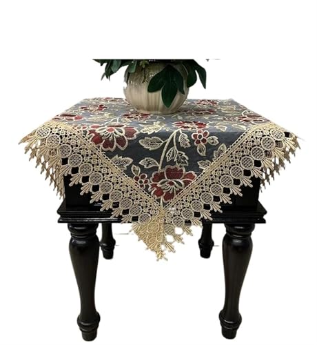 ZBORAVPIX Stickerei Tischläufer, Quadratische Tischdecke, luxuriöse Stickerei, Spitze, Esstischbezug(Hm66,50X50cm1pcs) von ZBORAVPIX