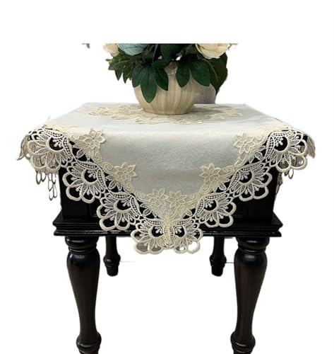 ZBORAVPIX Stickerei Tischläufer, Quadratische Tischdecke, luxuriöse Stickerei, Spitze, Esstischbezug(Hm99,40X40cm1pcs) von ZBORAVPIX
