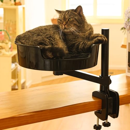 ZBUQ Katzenbett Schreibtisch mit Haustiermatte, Katzen-Hängematte für Schreibtisch mit Schüssel, 360° Drehung und verstellbare Höhe, Schwarz ZBUQ Katzenbett Schreibtisch mit Haustiermatte, Katzen-Hängematte für Schreibtisch mit Schüssel, 360° Drehung und verstellbare Höhe, Schwarz von ZBUQ