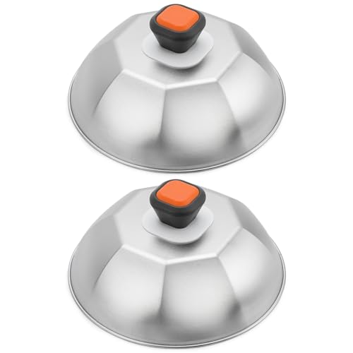 ZBXFCSH Wok-Deckel aus Edelstahl, 22,9 cm, für Grill, Schmelzkäse, kommerzielle Qualität, Grill- und Dampfabdeckung, beste Passform für Blackstone Flat-Top-Grills, 0,6 mm Dicke, 2 Kuppeln ZBXFCSH Wok-Deckel aus Edelstahl, 22,9 cm, für Grill, Schmelzkäse, kommerzielle Qualität, Grill- und Dampfabdeckung, beste Passform für Blackstone Flat-Top-Grills, 0,6 mm Dicke, 2 Kuppeln von ZBXFCSH