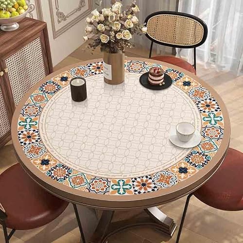 ZBXXSC Tischdecke Outdoor Rund,Tischdecke Kunstleder,Tischmatte Lederoptik, Pu Leder Wasserdicht und ölbeständig Geeignet für Esstische und Couchtische(A,Round 55cm) von ZBXXSC