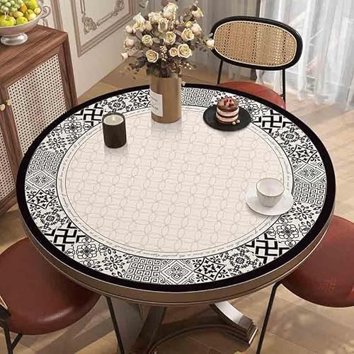 ZBXXSC Tischdecke Outdoor Rund,Tischdecke Kunstleder,Tischmatte Lederoptik, Pu Leder Wasserdicht und ölbeständig Geeignet für Esstische und Couchtische(C,Round 130cm) von ZBXXSC