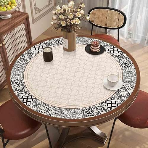 ZBXXSC Tischdecke Outdoor Rund,Tischdecke Kunstleder,Tischmatte Lederoptik, Pu Leder Wasserdicht und ölbeständig Geeignet für Esstische und Couchtische(D,Round 75cm) von ZBXXSC