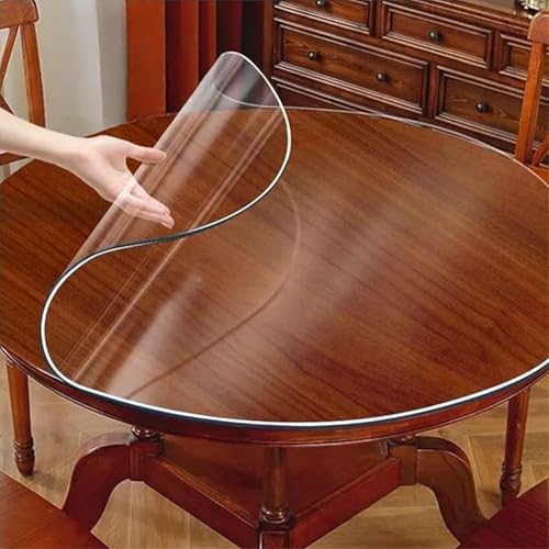 ZBXXSC Tischdecke Transparent Matt Rund Runde TischfolieTischdecke Tischschutz Wasserdicht PVC Tischschutzfolie 2 Mm Dicker Folie Für Esstisch, Couchtisch(A,Round 70cm) von ZBXXSC