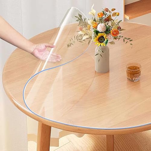 ZBXXSC Tischdecke Transparent Rund Runde TischfolieTischdecke Tischschutz Wasserdicht PVC Tischschutzfolie 2 Mm/3Mm Dicker Folie Für Esstisch, Couchtisch(3mm,Round 125cm) von ZBXXSC