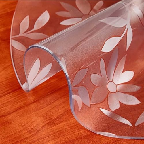 ZBXXSC Tischfolie Matt Rund，Tischfolie Transparent Matt Rund，Tischfolie Mattiert，Mattierte PVC-Tischdecke，Geeignet Für Tischplatten Aus Holz, Marmor, Hochglanz Und Glas(2mm,100cm) von ZBXXSC