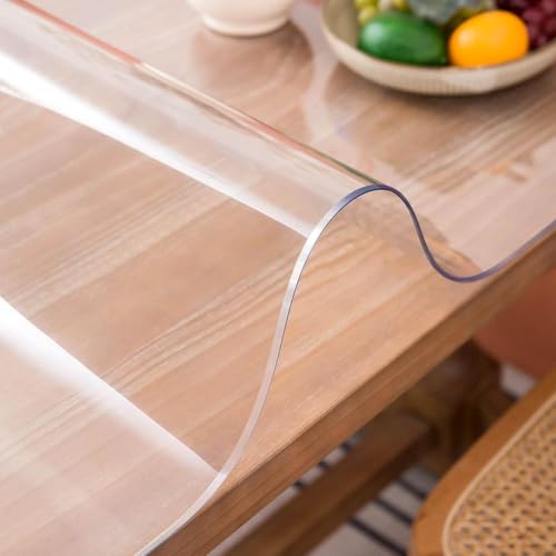 ZBXXSC Tischfolie Transparent 2mm, PVC Transparente Tischdecke,Wasserdicht Hitzebeständig Kratzfest, Schutzfolie Tisch Tischschutz Tisch Für Esstische,Schreibtische(Clear,50×100cm) von ZBXXSC