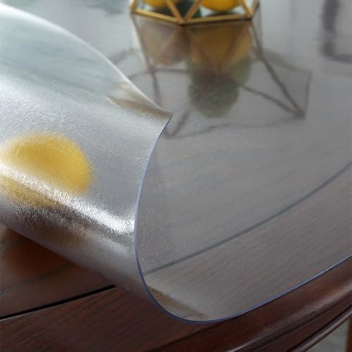 ZBXXSC Tischfolie Transparent Matt Rund Runde Tischdecke Tischschutz Wasserdicht PVC Tischschutzfolie 1.5 Mm/2 Mm/3 Mm Dicker Folie Für Esstisch, Couchtisch(1.5mm,95cm Round) von ZBXXSC