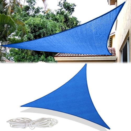 Dreieckige Sonnensegel, HDPE-Material 185 GSM, Netzgewebe für Überdachungen, kommerzielles, strapazierfähiges, durchlässiges, gebogenes Tuch(Blue,5 * 5 * 5m) von ZBYXPP