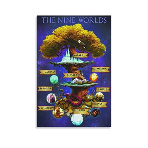 ZBYYFC GemäLde Auf Leinwand 60 * 90cm Senza Cornice Yggdrasil Poster dei Nove Mondi per Ragazze Adolescenti Wall Art Home Decor Kitchen Decor ZBYYFC GemäLde Auf Leinwand 60 * 90cm Senza Cornice Yggdrasil Poster dei Nove Mondi per Ragazze Adolescenti Wall Art Home Decor Kitchen Decor von ZBYYFC