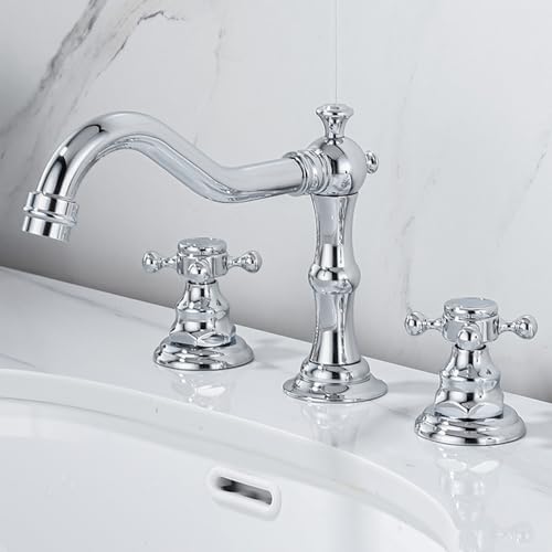 3 Loch Beckenmischer Wasserhahn, Waschbecken Wasserhähne geteilt 2-Griff-Becken Wasserhahn heißes und kaltes Wasser Messing 3 Loch Badezimmer Wasserhahn-Chrom-Plattierter 3 Loch Beckenmischer Wasserhahn, Waschbecken Wasserhähne geteilt 2-Griff-Becken Wasserhahn heißes und kaltes Wasser Messing 3 Loch Badezimmer Wasserhahn-Chrom-Plattierter von ZCCZJS