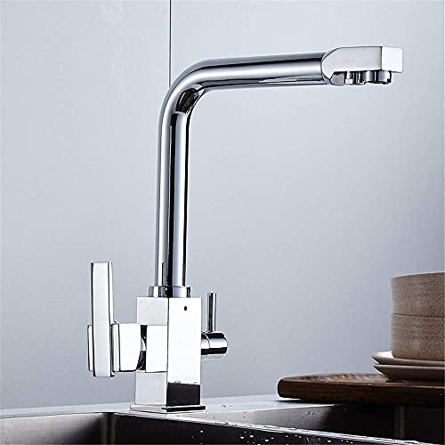 Alle Kupferküchenarmatur 3 Wege mit Filter reiner Wasser Wasserhahn Heißwassermischhahn Wasserhahn Rotary Multifunktionales Waschen Gemüse Becken Wasserreiniger Direkter Trinkhahn, Fang Qian Gu von ZCCZJS