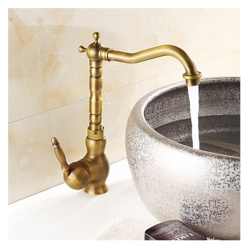 Badezimmer Antique Becken Wasserhahn Vintage Spülbecken Taps Messing Mixers Basin Mixer Wasser Bronze -Wasserhahn, einfache Installation von ZCCZJS