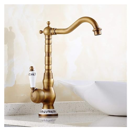Badezimmer Antique Becken Wasserhahn Vintage Spülbecken Taps Messing Mixers Basin Mixer Wasser Bronze -Wasserhahn, einfache Installation von ZCCZJS