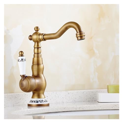 Badezimmer Antique Becken Wasserhahn Vintage Spülbecken Taps Messing Mixers Basin Mixer Wasser Bronze -Wasserhahn, einfache Installation von ZCCZJS