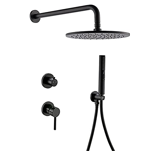 Badezimmer -Vorrichtungen Handheld -Duschenhower -System versteckt, Duschset Mattschwarze Regenmixer Duschkombination Ein -Griff 2 -Wege Duschkanzlei mit runden Regenkopf, 2 Modus Handheld Dusch UI von ZCCZJS