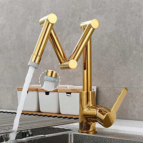 Badezimmerbecken Wasserhahn gebürstetes goldenes Küchenspüle Wasserhähne, heiße und kalte Messing -Mischmixer, ein Griff Deck 360 Grad Rotatable Badezimmerarmaturen von ZCCZJS
