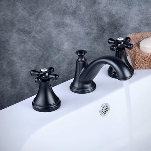 Badezimmerbeckenmischer Wasserhahn 3 Loch Messing 2 Griffe heiß und kaltes Wasser Waschbecken Wasserhahn. Badezimmerbeckenmischer Wasserhahn 3 Loch Messing 2 Griffe heiß und kaltes Wasser Waschbecken Wasserhahn. von ZCCZJS