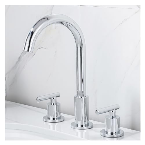 Becken Wasserhähne Messing Poliertes Chromdeck runden Waschbecken Wasserhähne 3 Löcher Doppelgriff Heiße und kaltes Wasserhahn, Einfach installieren Becken Wasserhähne Messing Poliertes Chromdeck runden Waschbecken Wasserhähne 3 Löcher Doppelgriff Heiße und kaltes Wasserhahn, Einfach installieren von ZCCZJS