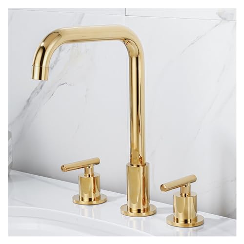 Becken Wasserhähne Messing Poliertes Chromdeck runden Waschbecken Wasserhähne 3 Löcher Doppelgriff Heiße und kaltes Wasserhahn, Einfach installieren Becken Wasserhähne Messing Poliertes Chromdeck runden Waschbecken Wasserhähne 3 Löcher Doppelgriff Heiße und kaltes Wasserhahn, Einfach installieren von ZCCZJS