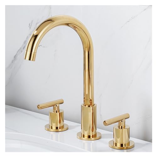 Becken Wasserhähne Messing Poliertes Chromdeck runden Waschbecken Wasserhähne 3 Löcher Doppelgriff Heiße und kaltes Wasserhahn, Einfach installieren Becken Wasserhähne Messing Poliertes Chromdeck runden Waschbecken Wasserhähne 3 Löcher Doppelgriff Heiße und kaltes Wasserhahn, Einfach installieren von ZCCZJS